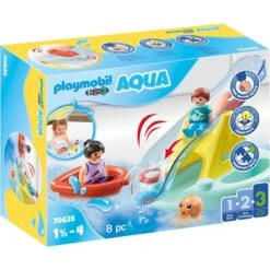 PLAYMOBIL 70635 1.2.3 AQUA Badeinsel Mit Wasserrutsche, Konstruktionsspielzeug